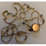 A quantity of mainly 9ct yellow gold. 19.3gms total weight. Condition ReportAll pieces damaged.