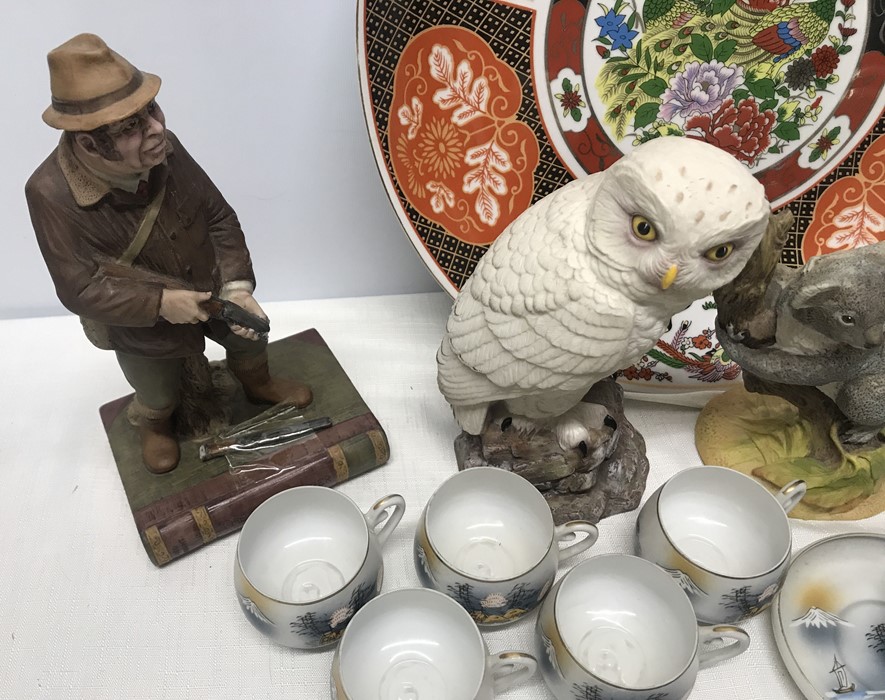 Pottery selection, large Chinese decorative charger 36cms w, Aynsley figures, Gamekeeper 23cms h, - Image 3 of 4