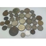 American and other coinage to include Half Dollar, Wooden Nickel, Empire State medal, 18.