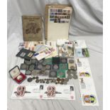 Coins and stamps collection, first day covers, used stamps and envelopes, British and World,