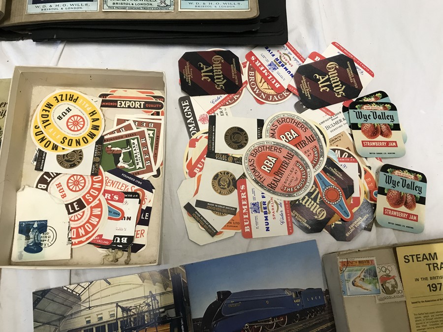 Album of cigarette packets, collection of beer bottle labels, stamps and European postcards. - Image 3 of 7