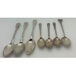 Seven various hallmarked silver spoons. 94.3gms total. Condition ReportAll useable with surface