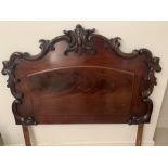 A 19thC carved mahogany sideboard back converted to bed head. 120 w x 82cms h. Condition