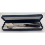 Boxed hallmarked silver stilton spoon, London 2001, maker Whitehill Silver & Plate Co. 18.5cms l.