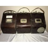 Three WW II RAF bubble sextant MK IX for heavy bomber housed in a lingham case.