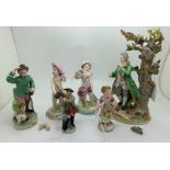 Six various 19thC continental figures. Tallest 18cms. Condition ReportAll a/f except smaller one