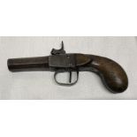 A 19thC percussion cap pistol, single shot, 17.5cms l. Condition ReportGood condition, trigger