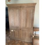 A 19thC panelled door pine cupboard with fitted interior. 196 h x 129 w x 34.5cms d.