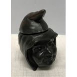 Bronze inkwell in the form of a witch with peaked hat 10cms h. Condition ReportHole in bronze to the