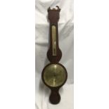 A 19thC banjo barometer, metal faced F Dubini, Baldwins Garden London. For restoration. Condition