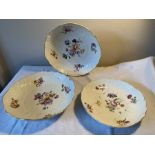 Three 18thC Meissen dishes, two 28cms d, one at 25cms d decorated with floral sprigs. Condition