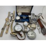 A quantity of vintage watches to include Tissot Automatic Seastar Seven in box, Horus ladies,