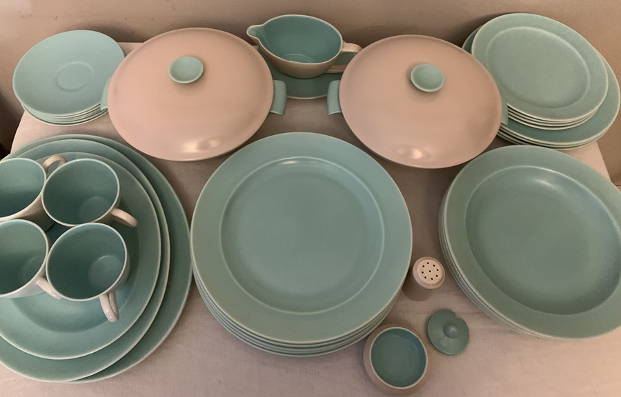 A Poole pottery twin-tone part dinner and tea service to include 5 x 24cms d bowls, 4 x 23cms