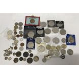Coin collection, commemorative including £5 coins, British silver and copper coins, American coinage