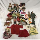 International dress dolls x 11, Palitoy Action Man figure, Diddy men, small felt toys, dolls