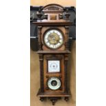 Victorian mahogany cased wall clock barometer thermometer. 80cms h x 28cms w x 16cms d. Condition