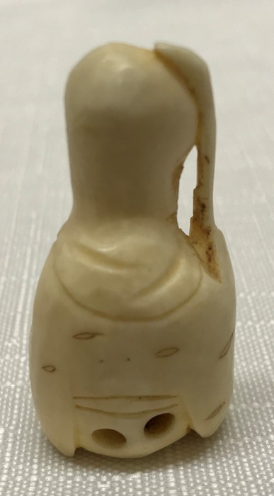 Japanese ivory netsuke, figure of a monk holding a staff. 4cms h.Condition ReportVery good - Image 2 of 3
