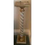 Gilt and white painted plant stand. 90cms h x 22cms square top.Condition ReportSlight water damage