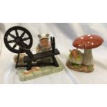 Two Royal Doulton Brambly Hedge figurines : "Lily Weaver Spinning" DBH 58, 11cms h and "In The