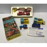 Corgi diecast, boxed, 1127 Simon Snorkel Fire Engine 464 Commer Police Van with instructions and