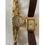 Two ladies wristwatches , Invicta with 9ct gold expanding bracelet and an oblong 9ct cased Avia with