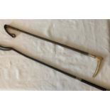 Two 19thC riding crops. One with horn handle made by G. and J. Zair of Birmingham and sold by