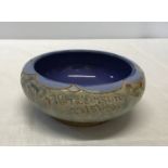 A Royal Doulton stoneware bowl 16cm floral and scallop design with hand craved name, Anderson 23/5/