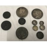 A selection of George III , George IV and Victorian coinage to include a George III penny 1807, a
