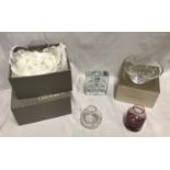 Selection of glassware to include a Orrefors Pomona Lars Hellsten design glass bowl with box 19cm h,