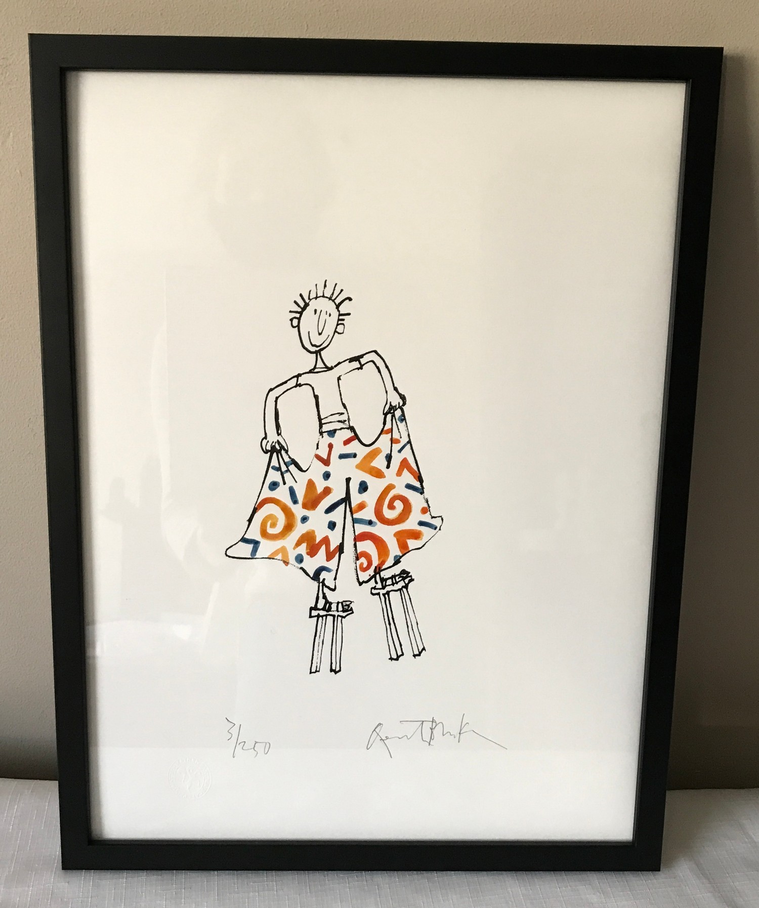 A mounted and framed Quentin Blake signed and stamped limited edition print 3/250 "Enormous