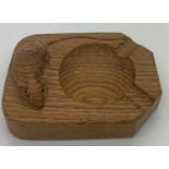 A Robert Mouseman Thompson oak ashtray 10cms x 7.5cms.Condition ReportVery good condition.