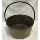 A large brass jam pan with iron handle. 36cm d.Condition ReportUnpolished. Some minor dints and