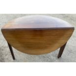 A demi-lune mahogany supper table. 105 x 107 cms x 72cms h. Leaf down 107 x 54cms.Condition