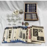 Mixed lot to include a cased silver plated cutlery set B Barnet Ltd, AA grill badge diecast Santa
