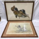 Two signed prints, Leon Danchin, Dog with pheasant and Spaniel with Mallard. 74 x 53.5cms with frame