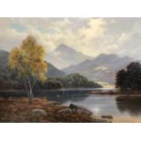 Gilt framed oil painting on canvas of Clearing Skies country lake scene signed Coulson, painting