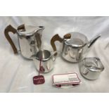 Picquot Ware four piece tea set, teapot, hot water pot, milk jug and sugar bowl.Condition ReportVery