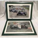 Two Gerald Coulson formula racing car prints signed by the artist, First of the Grid artists