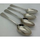 Four hallmarked silver dessert spoons, two London 1809 Wm. Ely, Fearn and Chawner and two 1824 by