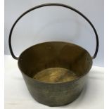 A brass jam pan with iron handle 32cm w x 35cm h.Condition ReportMarks to inner base and orange peel