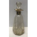 Hallmarked silver collared glass decanter. S.A.C. Sheffield 1926. Height with stopper 28cm.Condition