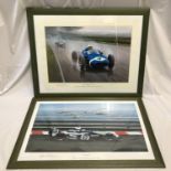 Two Gerald Coulson formula racing car prints signed by artist, A Moment of Triumph 1961, circa