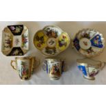 Six pieces of 19thC and early 20thC porcelain to include Augustus Rex Meissen and 3 Dresden.