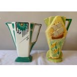 A Santoy Gibsons England hand painted jug 19cms together with a 1999 Burleigh Ware Galleon Lozenge