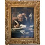 Pompeo Massani "The Old Book Keeper" oil on canvas. 40cms x 29.5cms.Condition ReportGood condition.