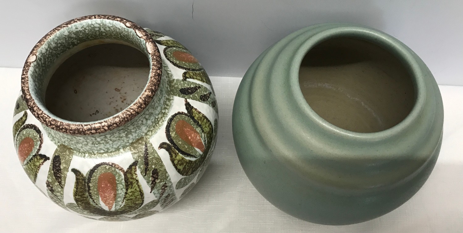 Denby stoneware Glyn Colledge design vase a/f. 23cm H and another green glaze stoneware vase 22cm - Image 3 of 4