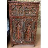 A well painted side cabinet, single drawer over cupboard base. Glass to top. 41 w x 41 d x 71cms h.