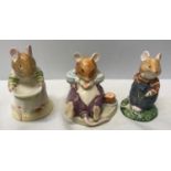 Three Royal Doulton Brambly Hedge figurines to include: Mrs Toadflax DBH 11, Mr Toadflax DBH 46