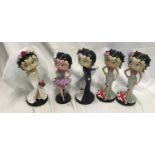 Betty Boop figures collection of 5 approx 25cms to include 2 x Prom Queen, Enchanting Betty, Night