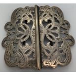 A hallmarked silver buckle, C.E. Williams Birmingham 1900. 6 x 5.5cms. 32.8 gms.Condition ReportGood